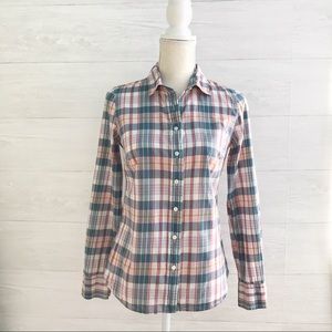{J.Crew} The Perfect Shirt - Blue plaid, sz 0